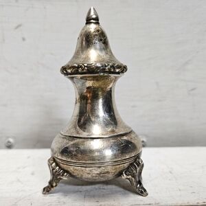 Vintage silver plated footed salt shaker India made kitchen dining decor collect
